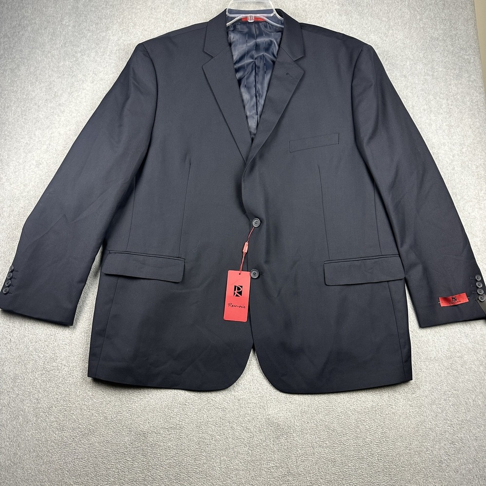 Renvi Suit Mens 54R Navy Blue Classic Fit 2 Button Blazer Pants Set Formal New